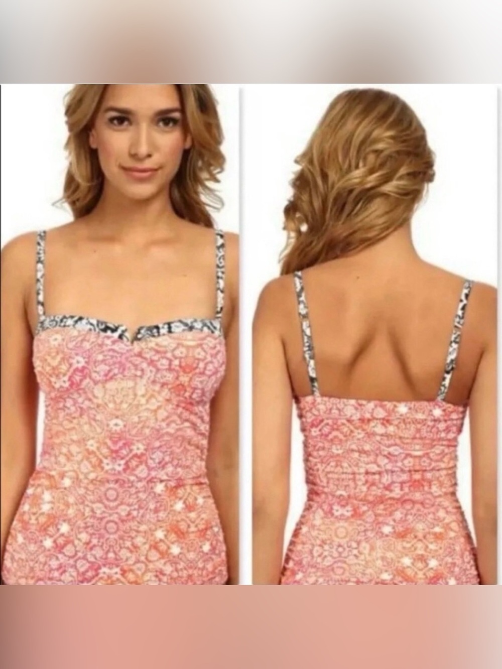Tommy Bahama Tankini Top Fully Lined Moulded Cups Size m Medium